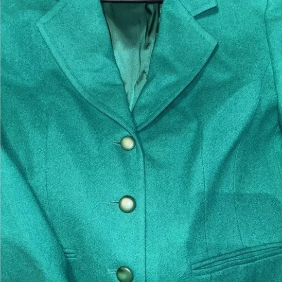 Pendleton Blazer Green 100% Virgin Wool With Shoulder Pads Vintage Size 10 - Picture 2 of 6